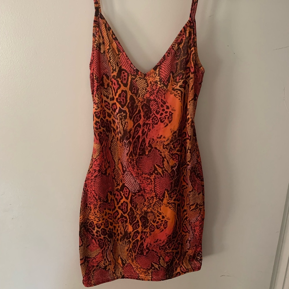 Snakeskin print mini dress